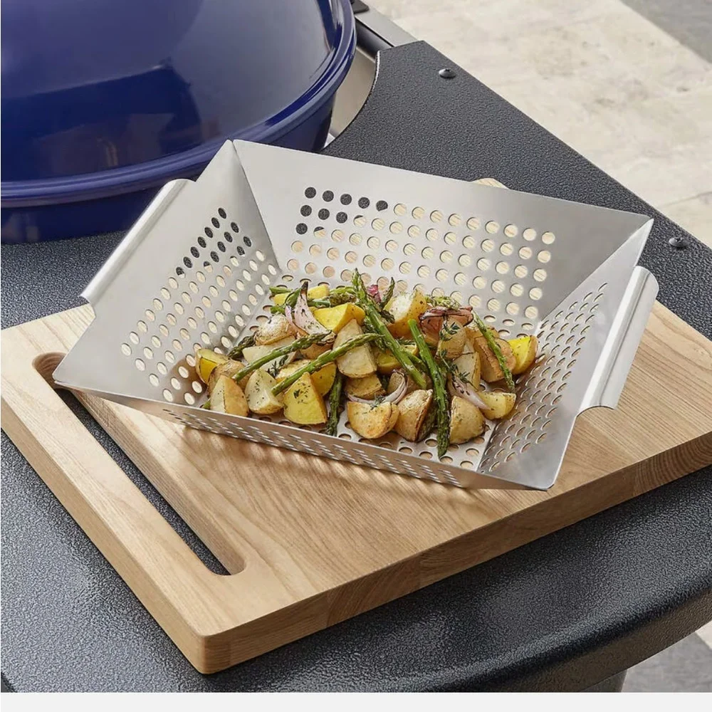 New! Crate&Barrel Stainless Steel Square Grill Basket